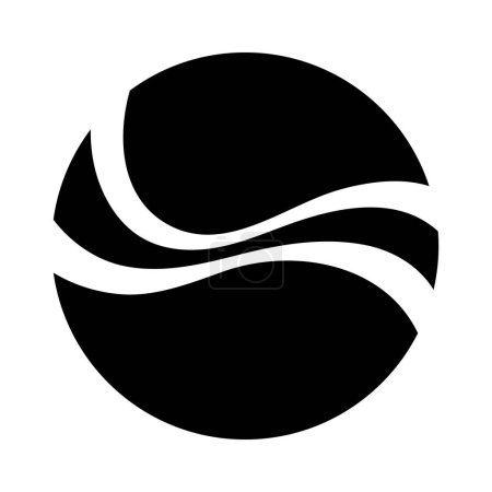 Téléchargez les photos : Icône de mer ondulée ronde abstraite noire sur fond blanc - en image libre de droit