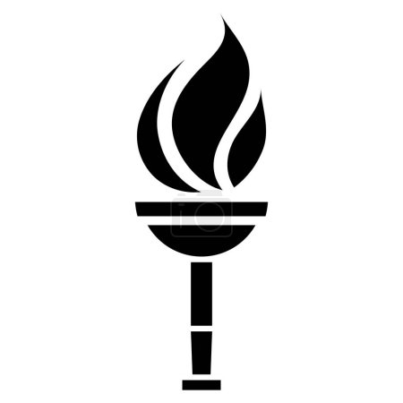 Téléchargez les photos : Icône de torche simplifiée abstraite noire sur fond blanc - en image libre de droit