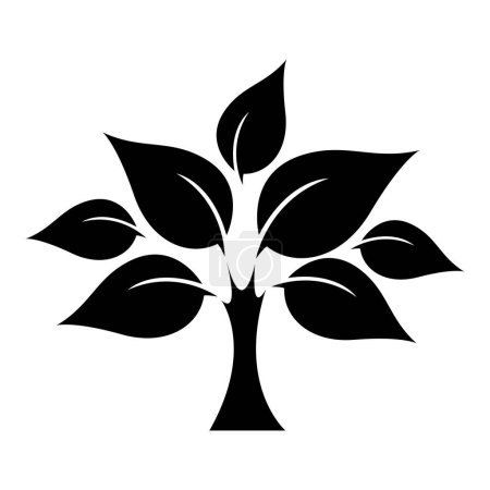 Photo for Black Abstract Simplified Tree of Leaves Icon on a White Background - Royalty Free Image