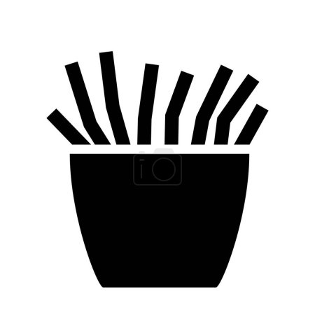 Téléchargez les photos : Black Abstract Icône de frites simpliste sur fond blanc - en image libre de droit