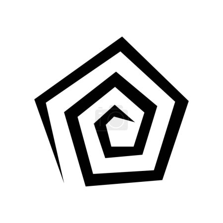 Foto de Icono del Pentágono Espiral Abstracto Negro sobre un fondo blanco - Imagen libre de derechos