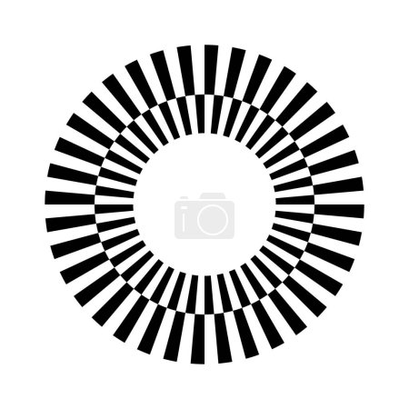 Téléchargez les photos : Icône rayée abstraite noire avec des cercles entrelacés sur un fond blanc - en image libre de droit