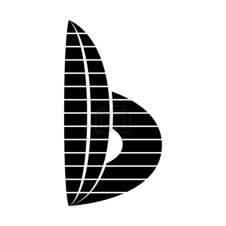 Foto de Negro abstracto rayas minúscula letra B icono sobre un fondo blanco - Imagen libre de derechos