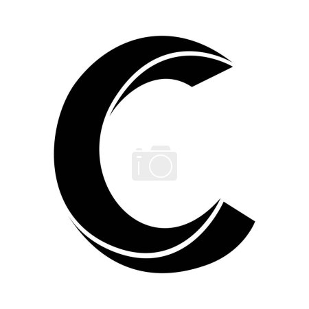 Foto de Black Abstract Twisty Shaped Letter C Icono sobre fondo blanco - Imagen libre de derechos