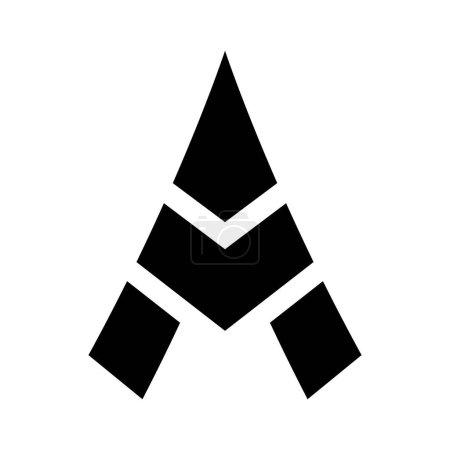 Foto de Letra mayúscula abstracta negra Un icono con una forma de flecha hacia abajo sobre un fondo blanco - Imagen libre de derechos