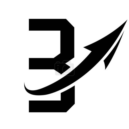 Photo for Black Futuristic Letter B Icon with an Arrow on a White Background - Royalty Free Image
