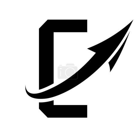 Foto de Icono de letra C futurista negra con una flecha sobre un fondo blanco - Imagen libre de derechos