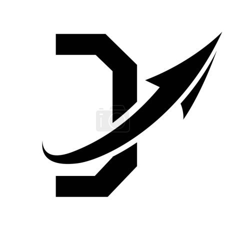 Foto de Icono de letra D futurista negra con una flecha sobre un fondo blanco - Imagen libre de derechos