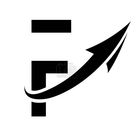 Photo for Black Futuristic Letter F Icon with an Arrow on a White Background - Royalty Free Image