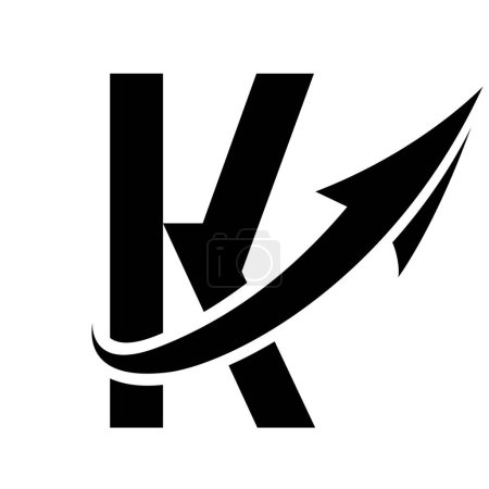 Photo for Black Futuristic Letter K Icon with an Arrow on a White Background - Royalty Free Image