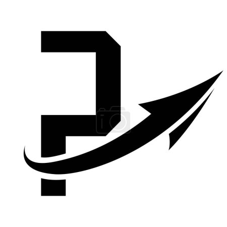Photo for Black Futuristic Letter P Icon with an Arrow on a White Background - Royalty Free Image