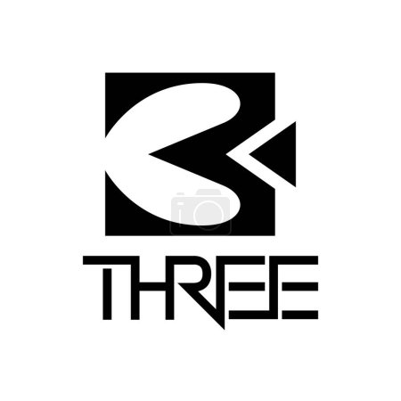 Téléchargez les photos : Symbole noir pour numéro 3 sur fond blanc - Icône 2 - en image libre de droit
