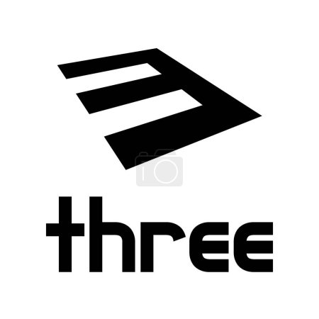 Téléchargez les photos : Symbole noir pour numéro 3 sur fond blanc - Icône 4 - en image libre de droit