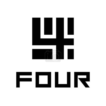 Schwarzes Symbol für die Zahl 4 auf weißem Hintergrund - Symbol 6