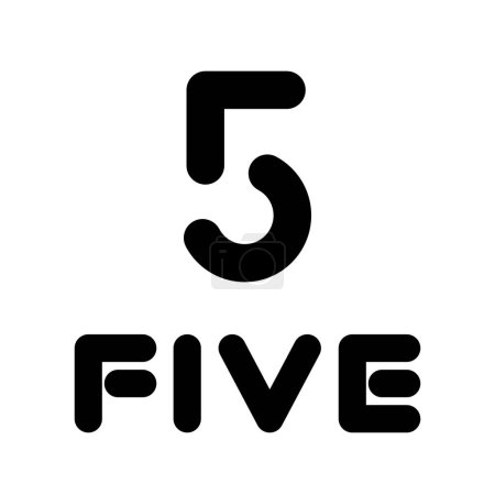 Schwarzes Symbol für die Zahl 5 auf weißem Hintergrund - Icon 5