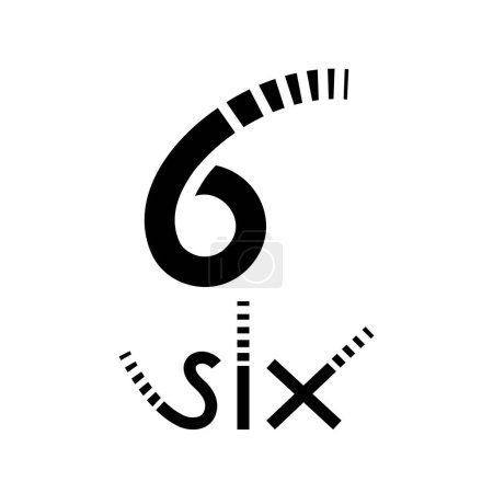 Téléchargez les photos : Symbole noir pour numéro 6 sur fond blanc - Icône 7 - en image libre de droit