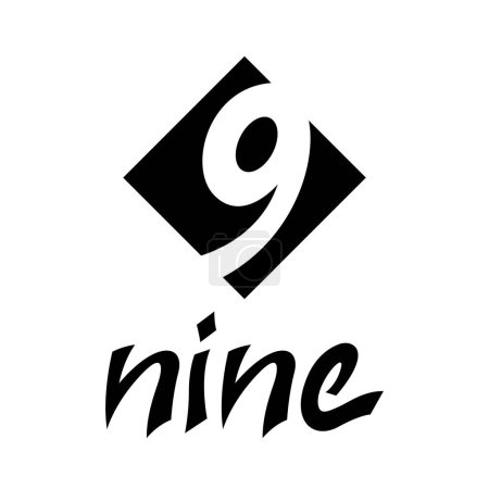 Foto de Símbolo negro para el número 9 en un fondo blanco - Icono 6 - Imagen libre de derechos
