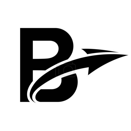 Foto de Icono de letra B mayúscula negra con una flecha sobre un fondo blanco - Imagen libre de derechos