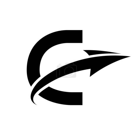 Téléchargez les photos : Icône C majuscule noire avec une flèche sur fond blanc - en image libre de droit