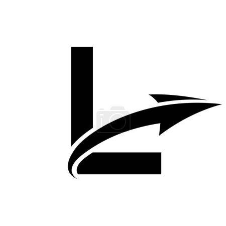 Téléchargez les photos : Lettre majuscule noire L Icône avec une flèche sur fond blanc - en image libre de droit