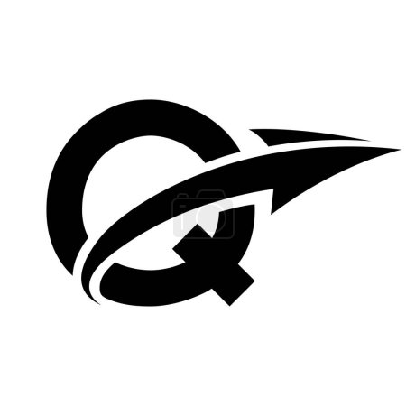 Téléchargez les photos : Lettre majuscule noire Q icône avec une flèche sur un fond blanc - en image libre de droit