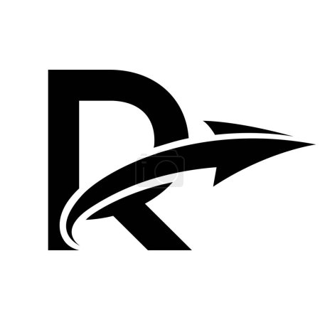 Téléchargez les photos : Lettre majuscule noire R Icône avec une flèche sur un fond blanc - en image libre de droit