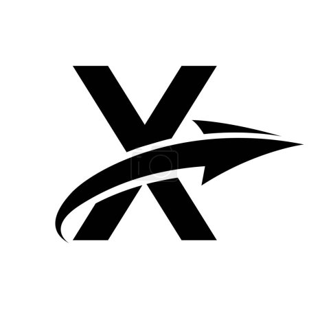 Téléchargez les photos : Icône lettre X majuscule noire avec une flèche sur un fond blanc - en image libre de droit