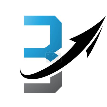 Foto de Icono de letra B futurista azul y negro con una flecha sobre un fondo blanco - Imagen libre de derechos