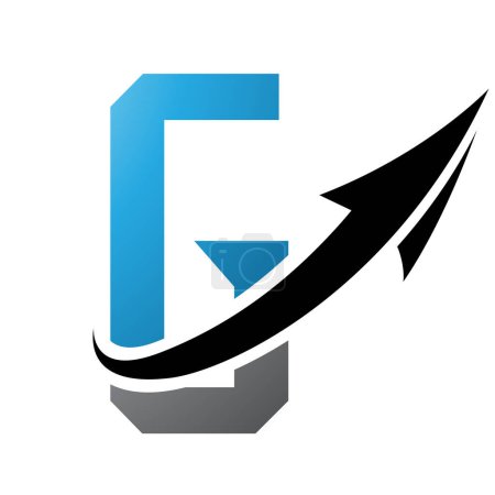 Foto de Icono de la letra G futurista azul y negro con una flecha sobre un fondo blanco - Imagen libre de derechos