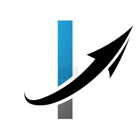 Photo for Blue and Black Futuristic Letter I Icon with an Arrow on a White Background - Royalty Free Image