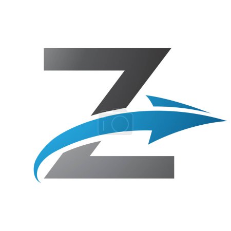 Téléchargez les photos : Icône bleue et noire majuscule lettre Z avec une flèche sur un fond blanc - en image libre de droit
