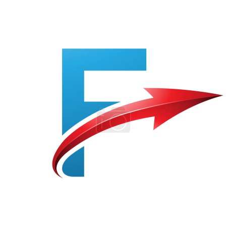 Photo for Blue and Red Uppercase Letter F Icon with a Glossy Arrow on a White Background - Royalty Free Image