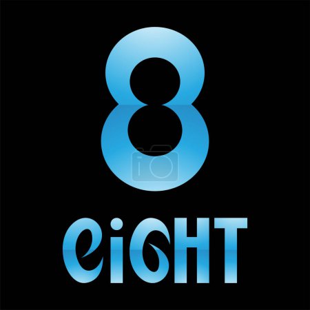 Téléchargez les photos : Icône brillante colorée numéro 8 sur fond noir - Icône 5 - en image libre de droit