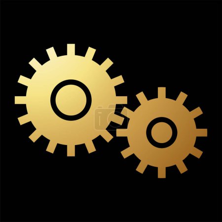 Photo for Gold Abstract Gear Shaped Round Icon on a Black Background - Royalty Free Image