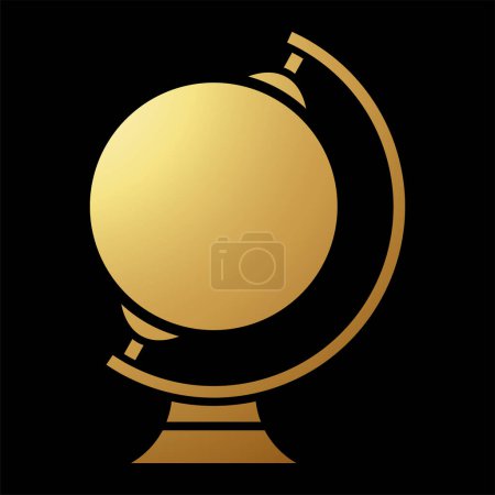 Téléchargez les photos : Gold Abstract Globe Icône de papeterie sur fond noir - en image libre de droit