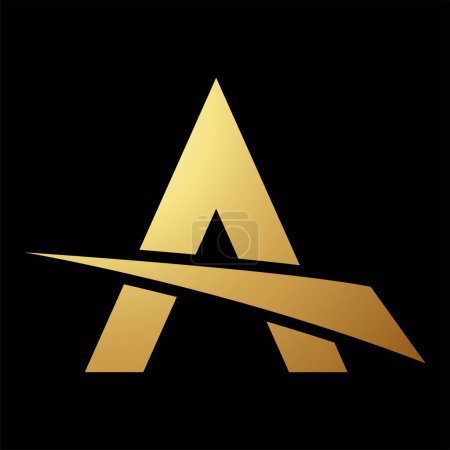 Photo for Gold Abstract Letter A Icon with a Slashing Triangle on a Black Background - Royalty Free Image