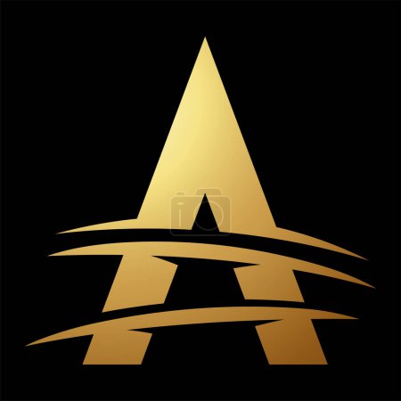 Photo for Gold Abstract Letter A Icon with Slashes on a Black Background - Royalty Free Image