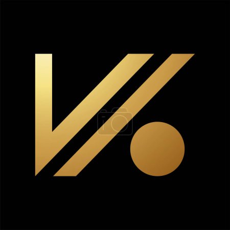 Photo for Gold Abstract Letter V Icon with a Circle on a Black Background - Royalty Free Image