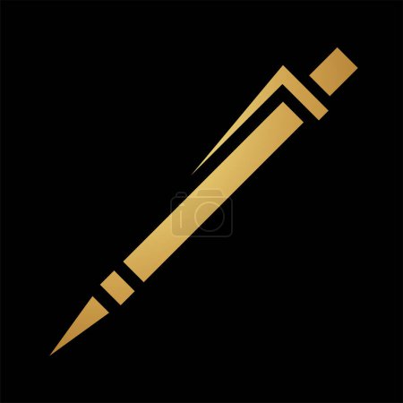 Photo for Gold Abstract Mechanical Pencil Stationery Icon on a Black Background - Royalty Free Image