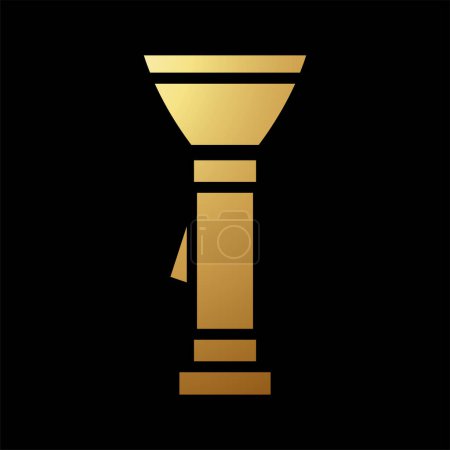 Photo for Gold Abstract Simplified Flashlight Icon on a Black Background - Royalty Free Image