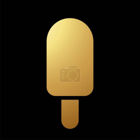 Téléchargez les photos : Gold Abstract Icône de barre de crème glacée simpliste sur fond noir - en image libre de droit