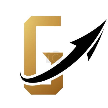 Photo for Gold and Black Futuristic Letter G Icon with an Arrow on a White Background - Royalty Free Image