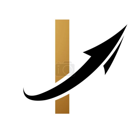 Photo for Gold and Black Futuristic Letter I Icon with an Arrow on a White Background - Royalty Free Image