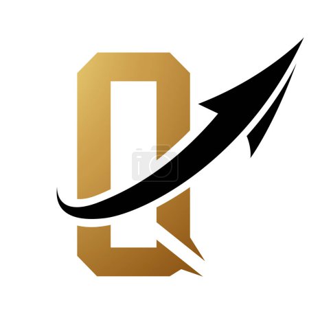 Photo for Gold and Black Futuristic Letter Q Icon with an Arrow on a White Background - Royalty Free Image