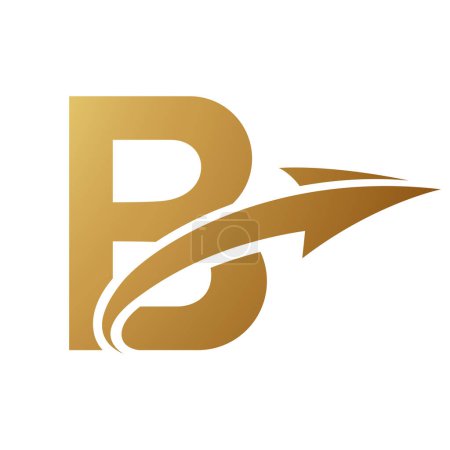 Foto de Oro mayúscula letra B icono con una flecha sobre un fondo blanco - Imagen libre de derechos