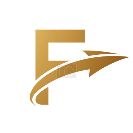 Photo for Gold Uppercase Letter F Icon with an Arrow on a White Background - Royalty Free Image