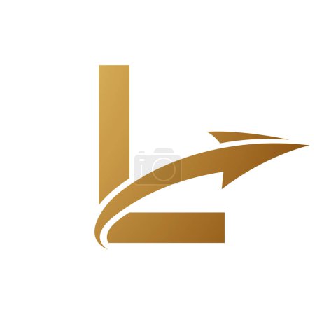 Téléchargez les photos : Lettre majuscule en or L Icône avec une flèche sur fond blanc - en image libre de droit