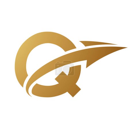 Foto de Oro letra mayúscula Q icono con una flecha sobre un fondo blanco - Imagen libre de derechos