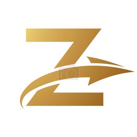 Téléchargez les photos : Or lettre majuscule Z icône avec une flèche sur un fond blanc - en image libre de droit