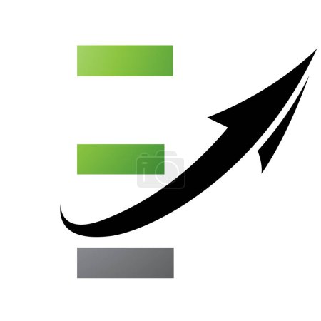 Téléchargez les photos : Icône de lettre E futuriste verte et noire avec une flèche sur fond blanc - en image libre de droit